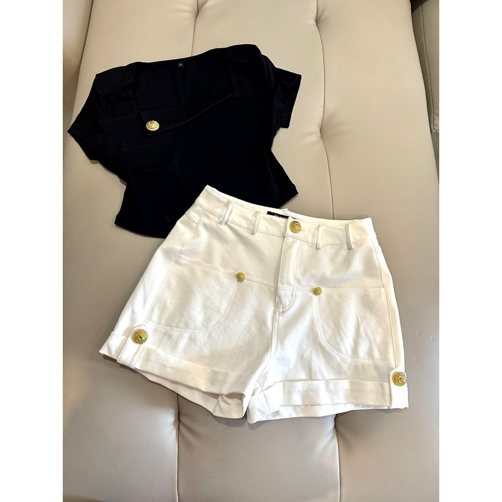 set áo nút và chân váy quần sale lẻ size