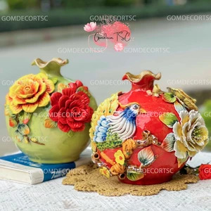 Bình Hút Lộc Gốm Sứ Bát Tràng Đắp Nổi Vuốt Tay Hoa Hồng Trang Trí Để Bàn Phòng Khách GomDecorTSC