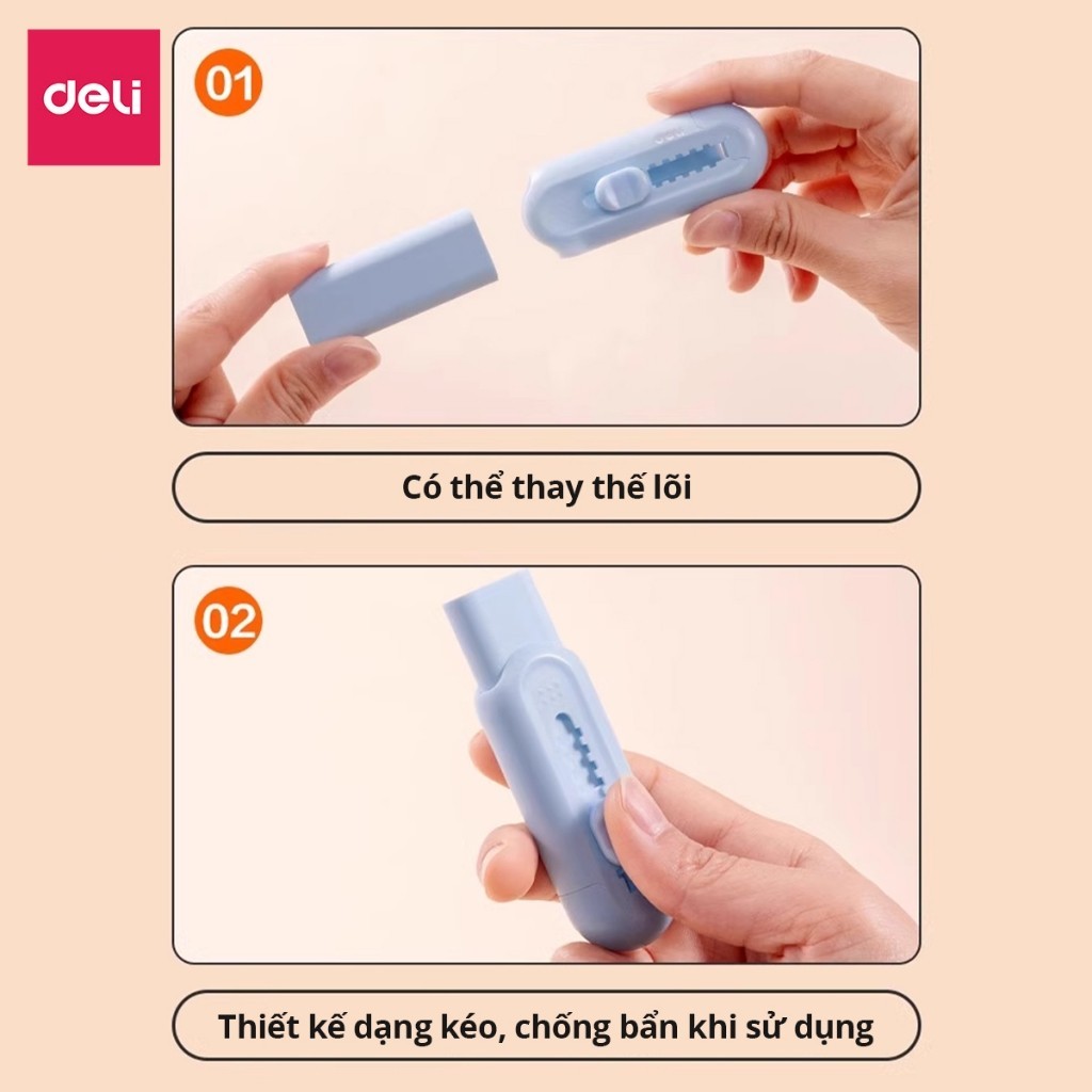 Gôm Tẩy Chì Deli Dạng Kéo – Ít Bụi, Không Dính Tay, Màu Ngẫu Nhiên