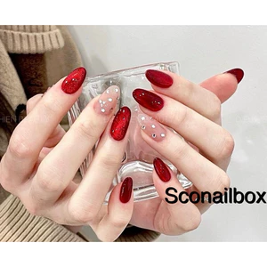 S12 NAIL BOX MẮT MÈO ĐỎ MIX ĐÁ TÔN DA FORM NGẮN SCONAILBOX