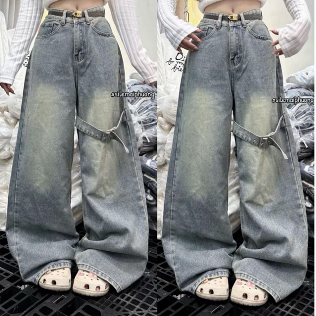 QUẦN JEAN ỐNG RỘNG KÈM ĐAI JEAN (CHÍNH CHỦ SỈ LẺ MAI PHƯƠNG)