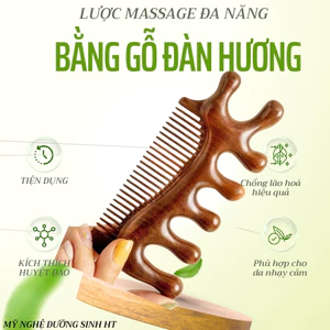 Lược Gỗ Massage Đàn Hương Nguyên Khối – Dưỡng Sinh – Giảm Đau Mỏi – Chăm Sóc Da Đầu Tự Nhiên