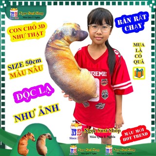 THÚ BÔNG GỐI ÔM HÌNH CON CHÓ 3D NGỐ ĐỘC LẠ NHƯ THẬT - MUA CHỌN SIZE LÀ MÓN QUÀ RẤT Ý NGHĨA ĐỒ CHƠI