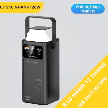 (Tặng Cáp Sạc Nhanh)sạc dự phòng pin 50000mAh 80000mAh sạc nhanh pin 120W dung lượng lớn có sẵn nhiều dây sạc