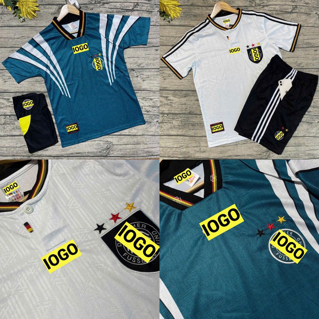 ✅Free Ship✅Bộ Quần Áo Bóng Đá Đội Tuyển Đức Retro 1996 Quần Có Túi, Áo Đá Banh Đội Tuyển Đức Retro Quần Có Túi