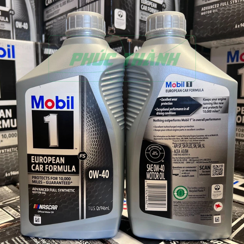 Dầu nhớt tổng hợp toàn phần ô-tô Mobil 1 European Car Formula 0w40 946ml/4,73L nhập Mỹ - Chính hãng