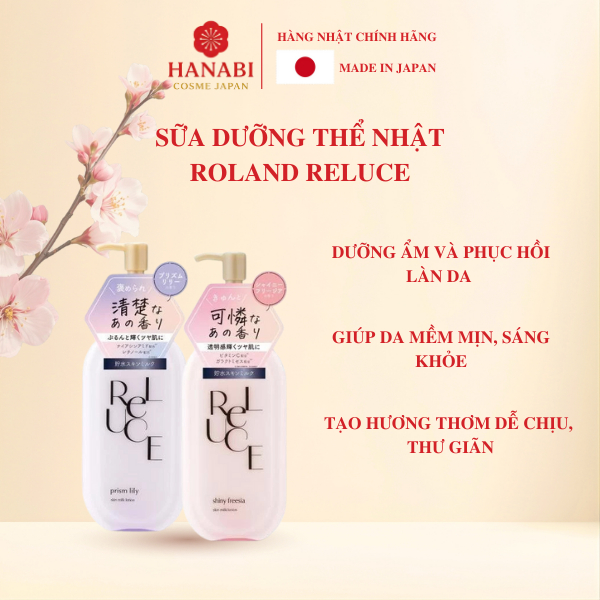 Sữa dưỡng thể Nhật Roland ReLUCE Skin Milk Lotion 300ml - Dưỡng ẩm thơm ...