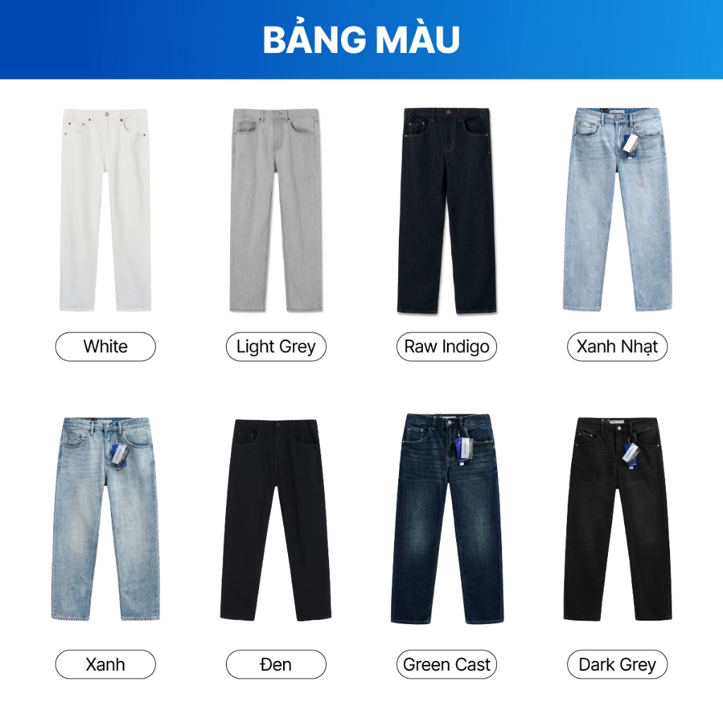 Quần jeans nam ICONDENIM, quần bò ống đứng, dáng suông, công nghệ Lightweight siêu nhẹ, chống nhăn tốt ICON105 | BigBuy360 - bigbuy360.vn