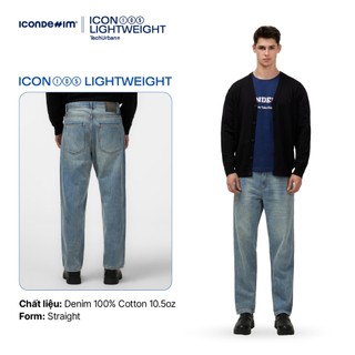 Quần jeans nam ICONDENIM, quần bò ống đứng, dáng suông, công nghệ Lightweight siêu nhẹ, chống nhăn tốt ICON105
