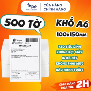 Giấy In Bill Khổ A6 Tệp 500 Tờ In Đơn Shopee. Giấy In Nhiệt A6 100x150mm Tệp 500 Tờ Loại Dày
