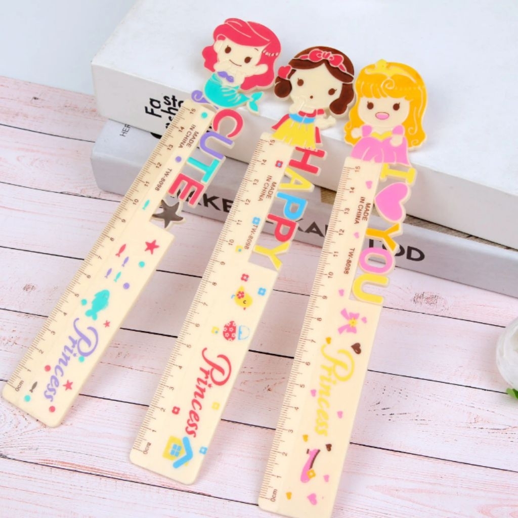3 cây thước nhựa 15cm hình công chúa