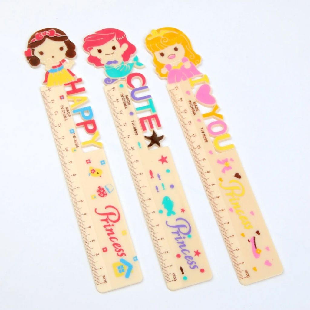 3 cây thước nhựa 15cm hình công chúa