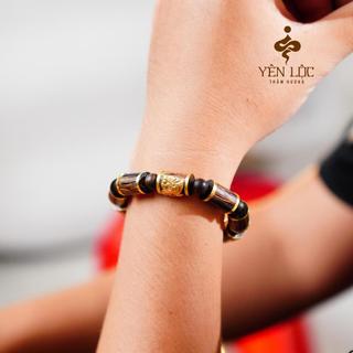 Vòng Trầm Tam Thiên Long  - Bọc Vàng 8K -  Trầm Hương Sánh Chìm - Tặng kèm hộp VIP