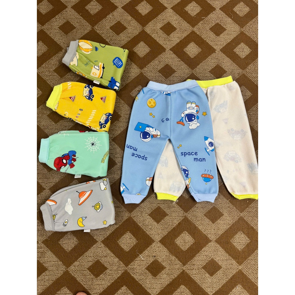 Set 5 Chiếc Quần Dài Nỉ Lông Mùa Đông Cho Bé Trai Bé Gái Từ 5-15kg TTT04 Form Rộng Co Giãn Đàn Hồi