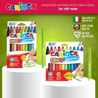 [Thương hiệu Ý] - Bút dạ màu - Bút màu lông Carioca Creatip - 10 bút đầu mảnh/trung