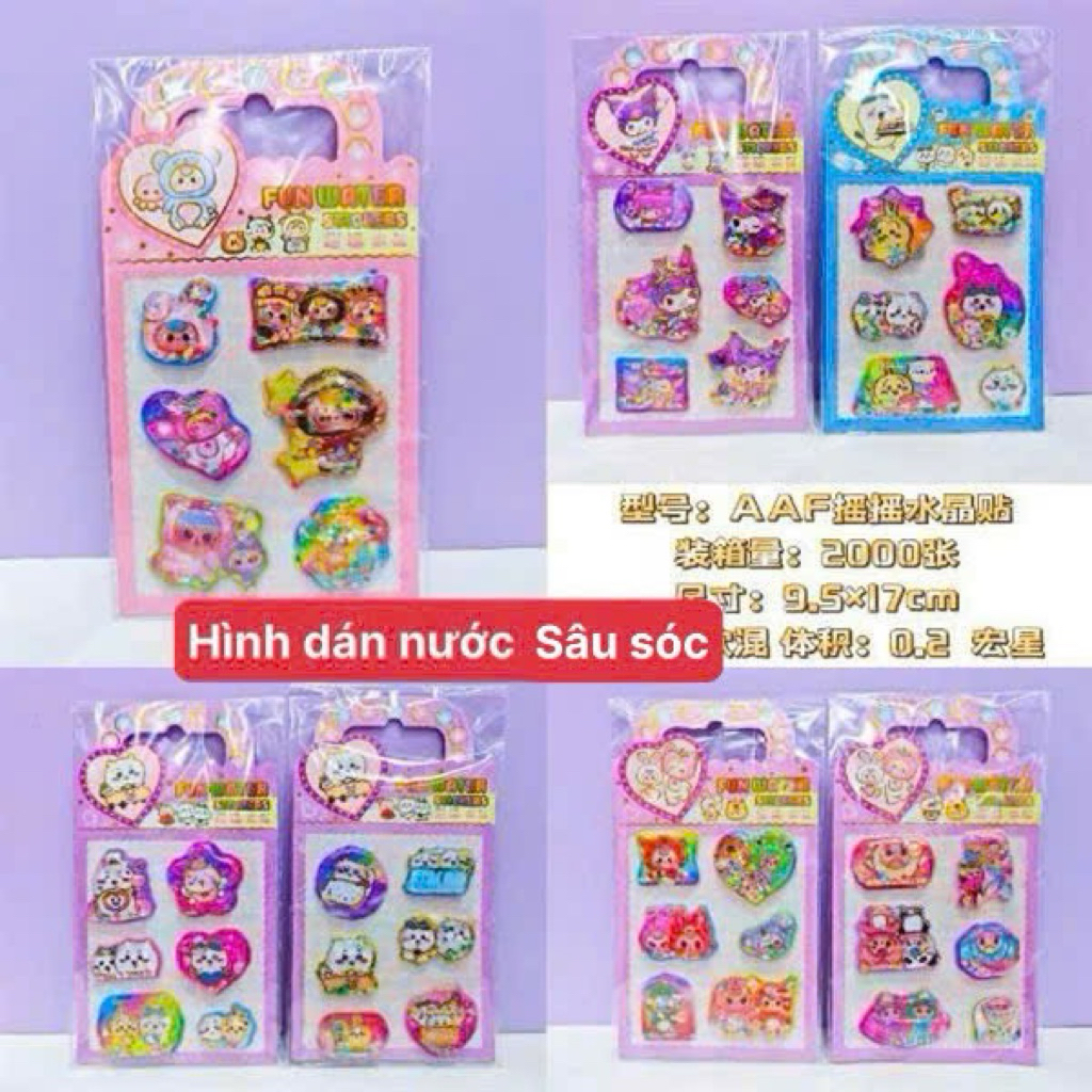 Hình Dán Nước Cho Bé Sticker Nước Hoạt Hình 3D Nổi Dễ Thương An Toàn