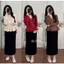 Áo len gạo nhũ khuy tròn pelum và chân váy tách lẻ