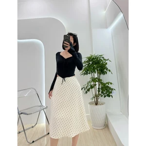 Chân váy chữ A dáng lửng qua gối bảng lưng thấp 2 lớp Váy công sở trơn thanh lịch vải cotton lạnh