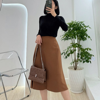 Chân váy chữ A dáng lửng qua gối bảng lưng thấp 2 lớp Váy công sở trơn thanh lịch vải cotton lạnh