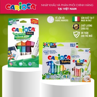 [Thương hiệu Ý] - Bút dạ màu - Bút lông màu - Bút sáp màu vẽ lên vải Carioca Fabric Pens - 10/12 bút
