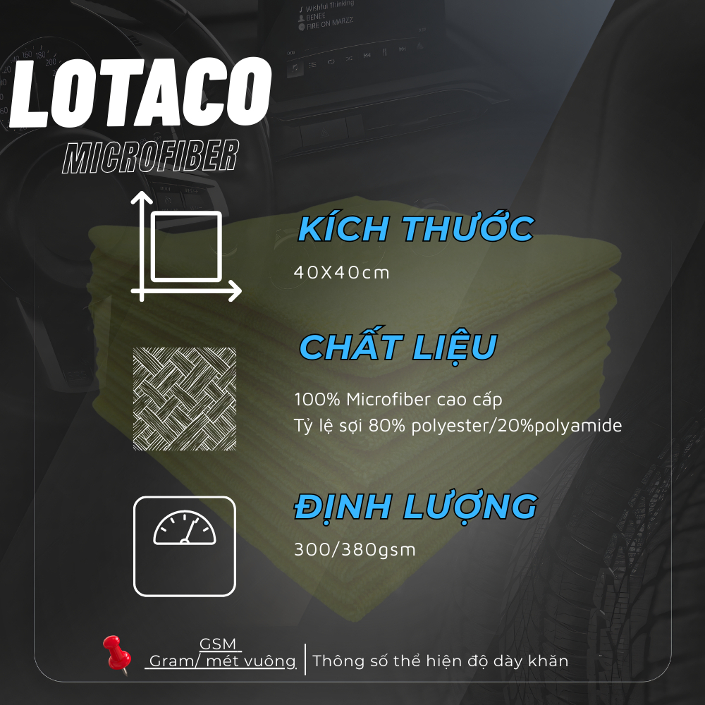 Khăn lau detailing: xi đánh bóng, ceramic, nội thất, wax,sealant 40x40cm không viền EDGELESS  Lotaco | BigBuy360 - bigbuy360.vn