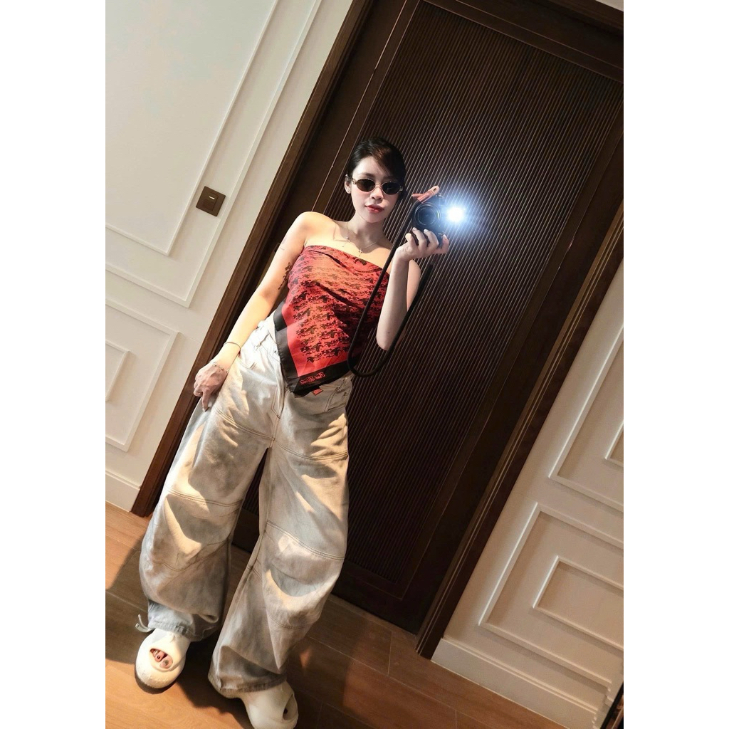 Quần jeans Badblood suông thụng loang bẩn