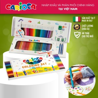 [Thương hiệu Ý] - Bộ bút dạ màu và bút chì màu Carioca Coloring Set 65 món - Chất lượng Châu Âu