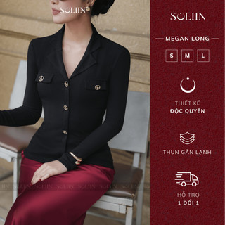 Áo Thun Gân Tay Dài Đính Cúc Thanh Lịch SOLIIN Form Tôn Dáng Phong Cách Sang Trọng Công Sở MEGAN LONG