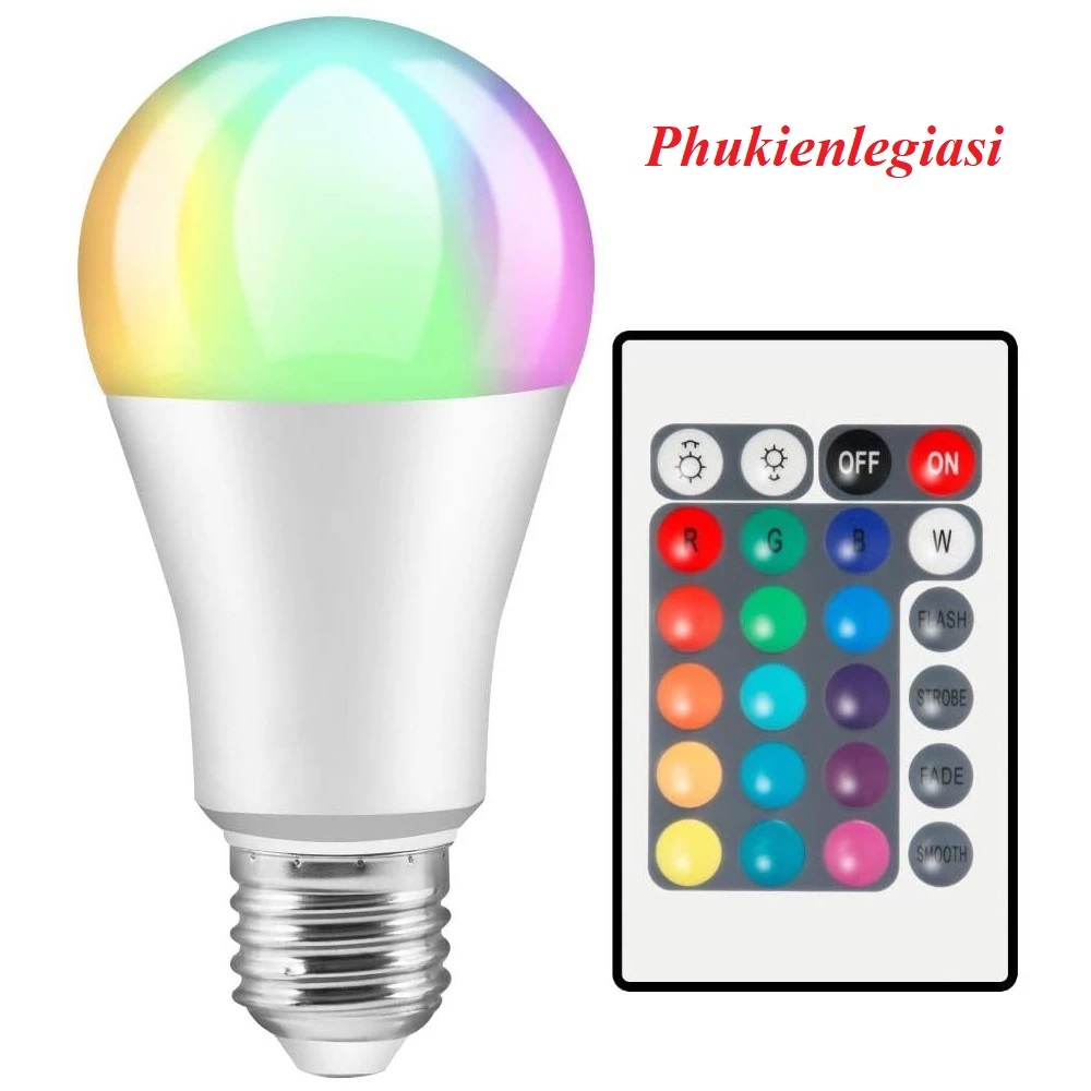 Bóng led E27 RGB Bóng đèn Đổi Màu Thông Minh e27 rgb remote 5w 10w 12w ...