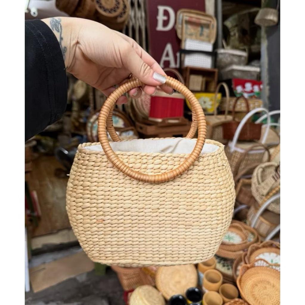 [Kho sỉ túi cói ] Túi lục bình bầu chum size 20cm hàng loại 1