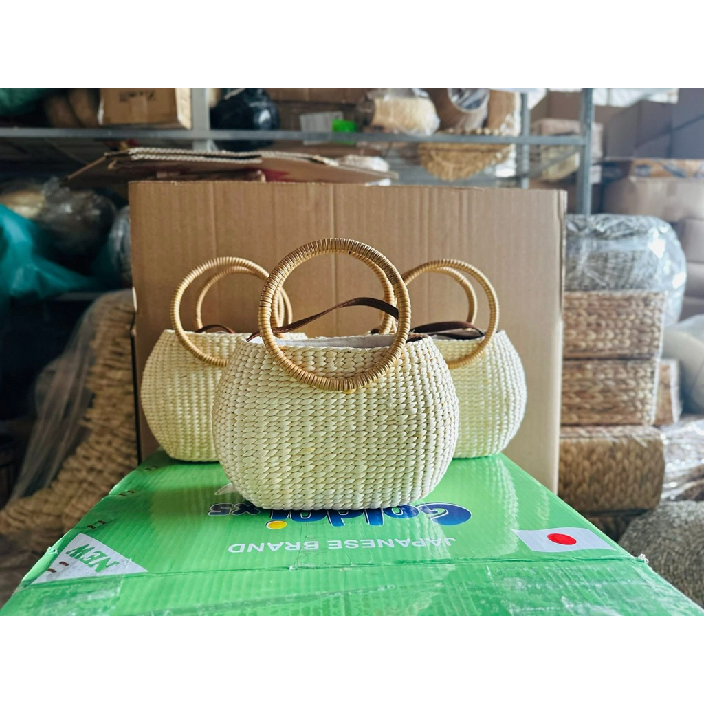 [Kho sỉ túi cói ] Túi lục bình bầu chum size 20cm hàng loại 1