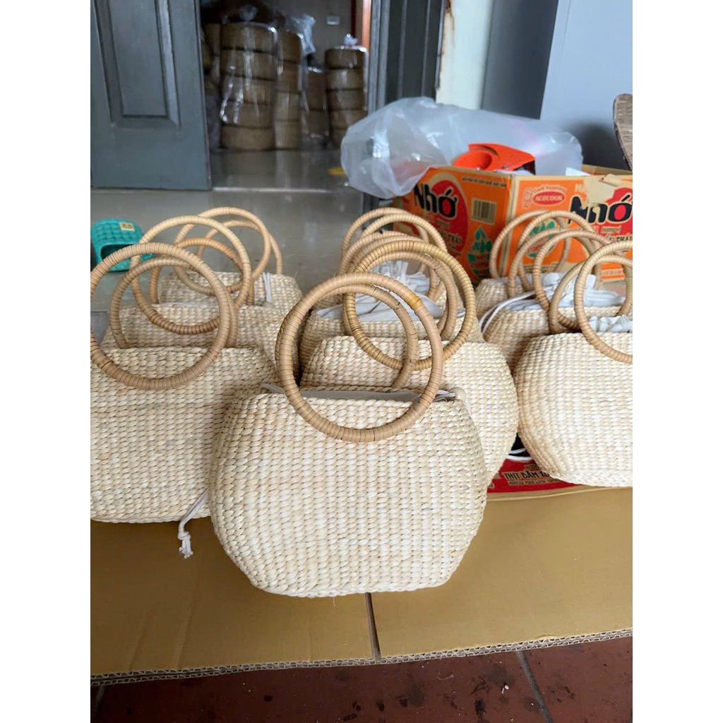 [Kho sỉ túi cói ] Túi lục bình bầu chum size 20cm hàng loại 1