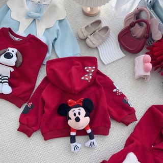 Quần áo trẻ em, Áo nỉ hoodie hoạt hình đỏ/bé gái đỏ/xanh cổ kem 9-26kg A565/A564/A563/A562/A565/A566 Tiểu Yến KID