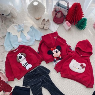 Quần áo trẻ em, Áo nỉ hoodie hoạt hình đỏ/bé gái đỏ/xanh cổ kem 9-26kg A565/A564/A563/A562/A565/A566 Tiểu Yến KID