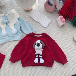 Quần áo trẻ em, Áo nỉ hoodie hoạt hình đỏ/bé gái đỏ/xanh cổ kem 9-26kg A565/A564/A563/A562/A565/A566 Tiểu Yến KID