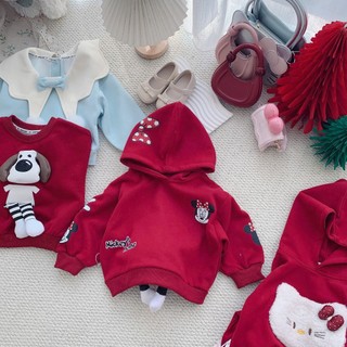 Quần áo trẻ em, Áo nỉ hoodie hoạt hình đỏ/bé gái đỏ/xanh cổ kem 9-26kg A565/A564/A563/A562/A565/A566 Tiểu Yến KID