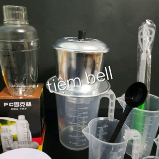 Bộ dụng cụ pha cà phê như hình (Phin nhôm lớn, cân ,cây đánh cf, thìa khuấy, ly định lượng, phin inox nhỏ, bình lắc ...)
