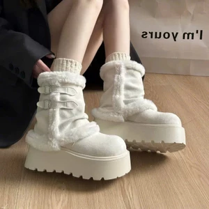 Giày Boots Nữ Da Nỉ Lót Lông Dày Dặn Đế Bánh Mì Chống Trượt Cao 6cm Ấm Áp Phù Hợp Mùa Đông B27_NT Shoes