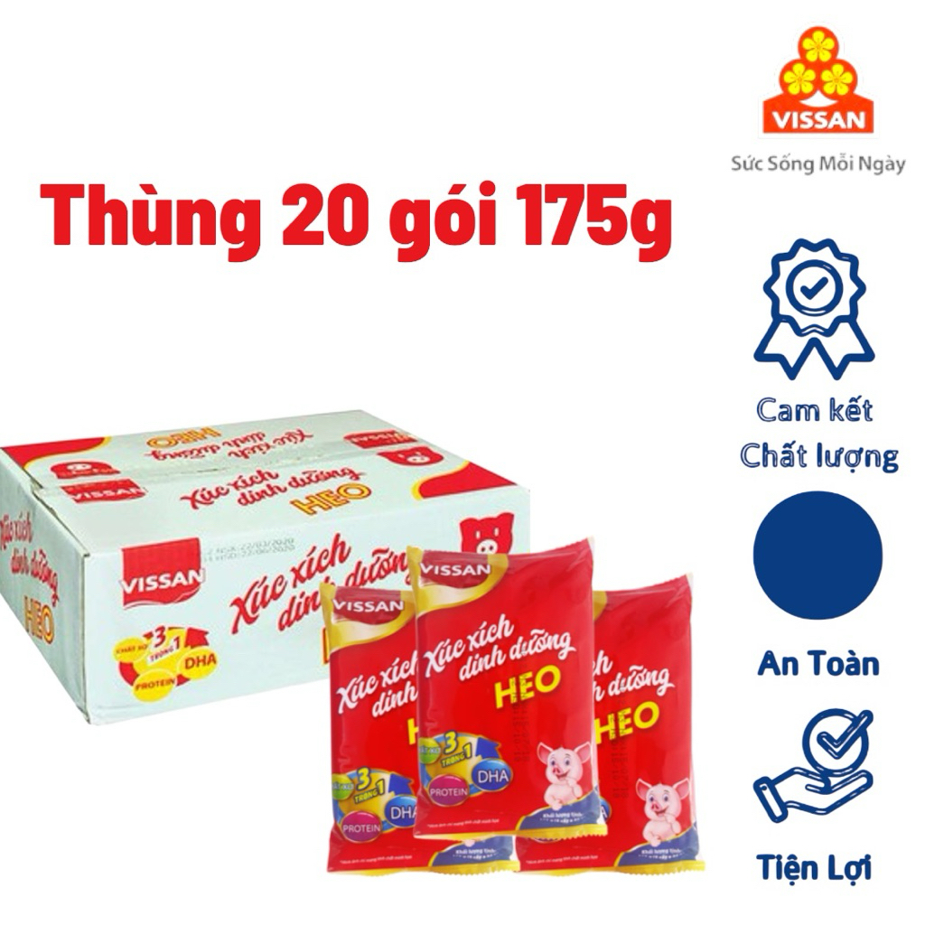 [Thùng 20 Gói] Xúc Xích Dinh Dưỡng Vissan – 100 Cây 35g – Chính Hãng Date 2028, Ăn Liền Tiện Lợi