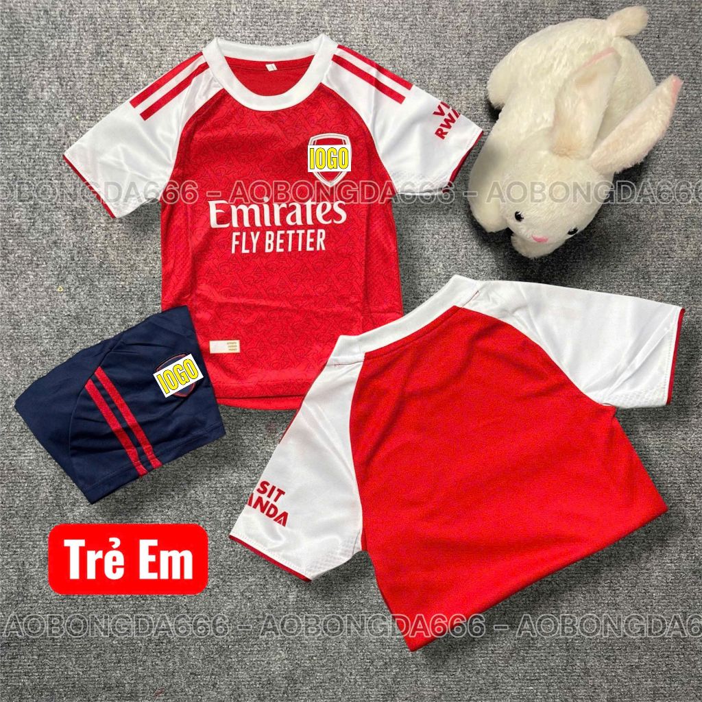 ✅Free Ship✅ Áo Bóng Đá, Áo Đá Banh Trẻ Em Câu Lạc Bộ Arsenal Đỏ 2025-2026 - Vải Mè Thái Cao Cấp - In