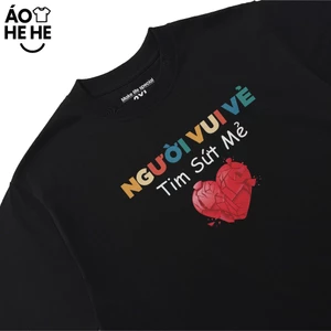 Áo Thun In Chữ Hài Hước Người Vui Vẽ Tim Sứt Mẻ Câu Nói Text Vui Nhộn Form Rộng Cotton 230gsm In Theo Yêu Cầu