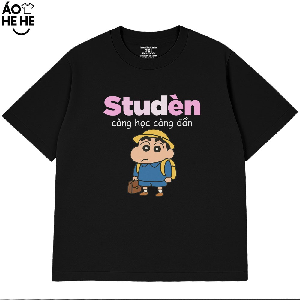 Áo In Chữ Hài Hước Student Càng Học Càng Đần Câu Nói Text Vui Nhộn Form Rộng Cotton 230gsm In Theo Yêu Cầu