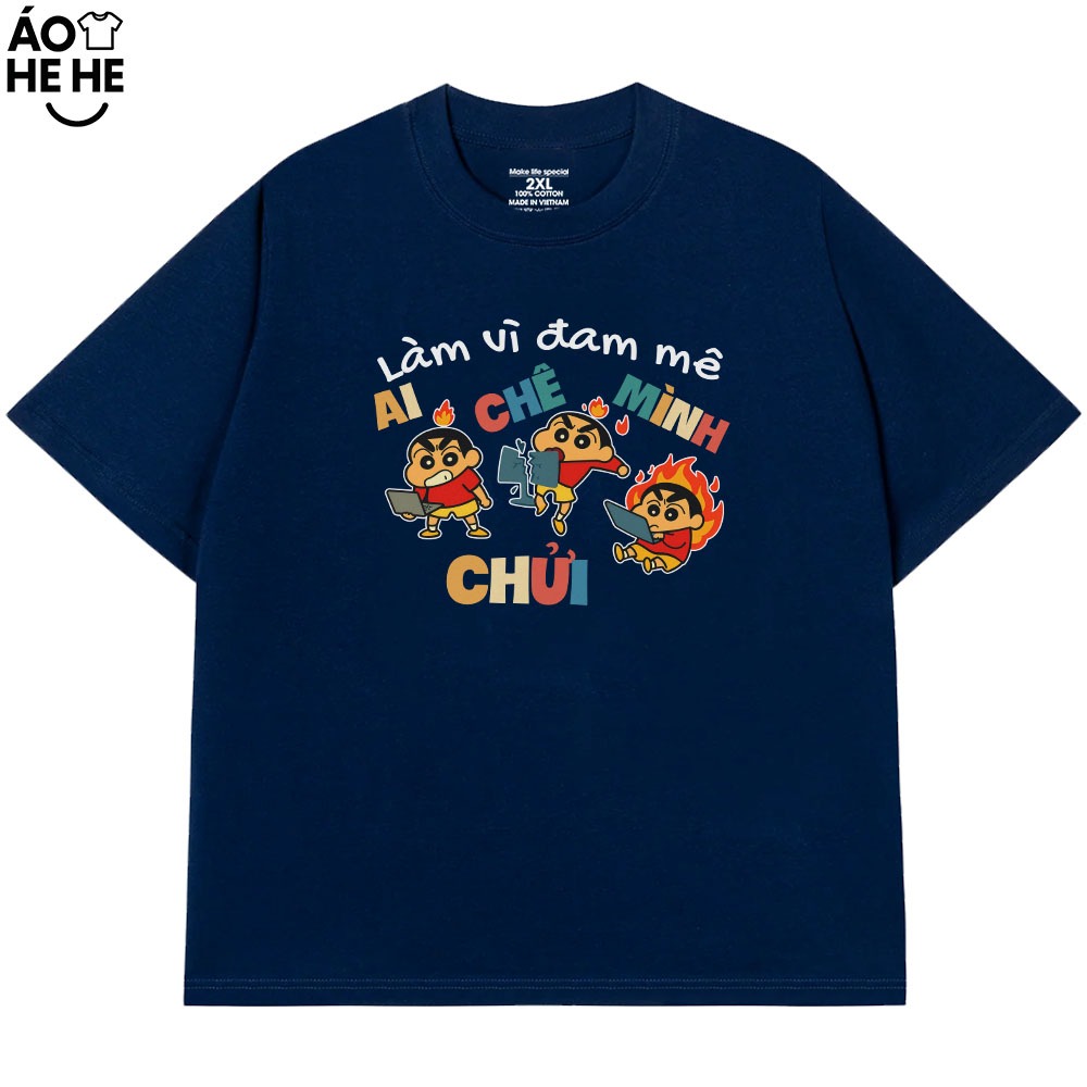 Áo Thun In Chữ Hài Hước Làm Vì Đam Mê Ai Chê Mình Chửi Câu Nói Văn Phòng Công Sở Form Rộng Cotton 230gsm