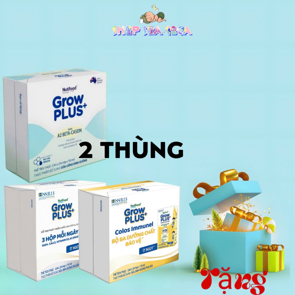 (Tặng)Combo 2 thùng (48 hộp) GrowPLUS Bạc - immunel- A2 110ml/180ml ...