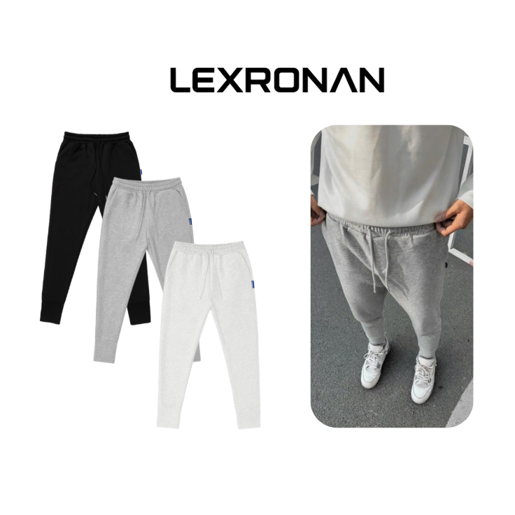 Quần Jogger Trơn Nam LEXRONAN – Jogger Nỉ 2 Da Tag Sau Cao Su Dày Dặn, Form Ôm Chân, Co Giãn, Mặc Ấm, Dễ Phối Đồ #JG01