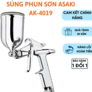 Súng phun sơn Asaki AK-4019,súng xịt sơn 200ml,dụng cụ phun sơn,súng sơn mini,đầu phun sơn,cốc phun sơn,súng phun dầu