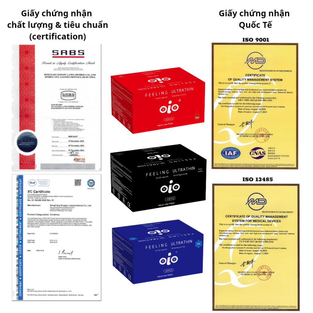 Bao cao su OiO siêu mỏng, kéo dài thời gian, gân gai, nhiều gel bôi trơn - Hộp 10 bcs