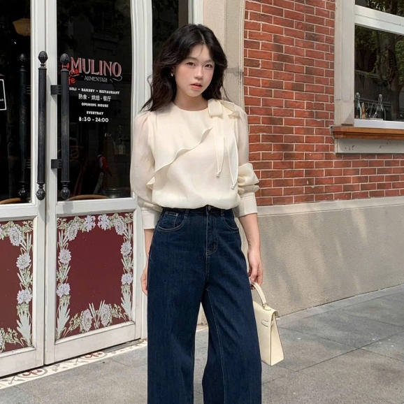 Áo Sơ Mi Chất Vải Tơ Óng Dài Tay Cổ Thắt Nơ LệchcThanh Lịch & Mềm Mát Joolate 536 P4