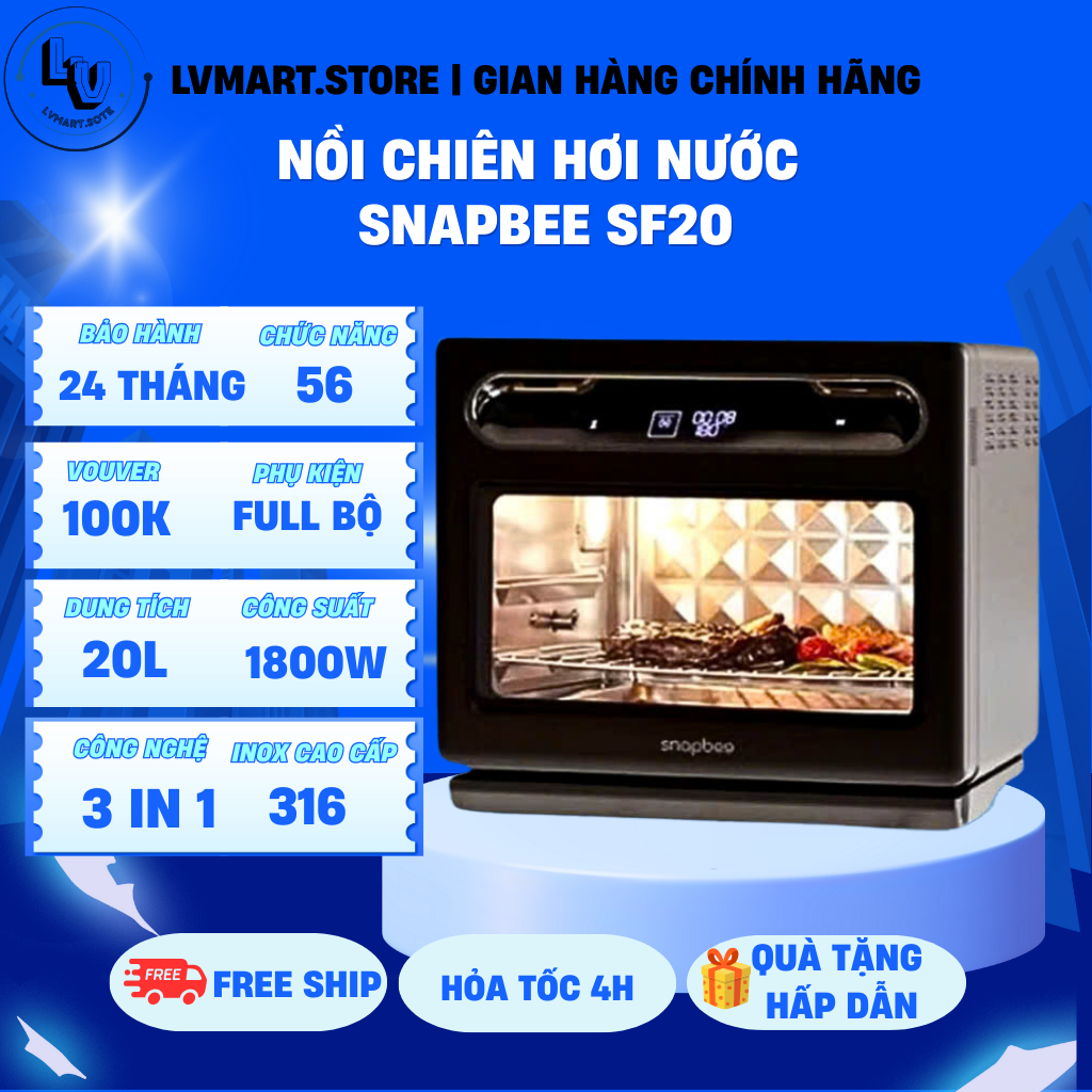 Nồi Chiên Hơi Nước Snapbee SF20 PRO–Dung Tích 20L-56 Chế Độ Nấu–Inox ...