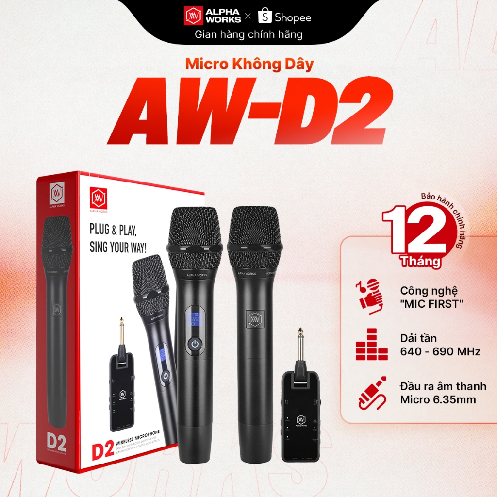 Micro Không Dây Alpha Works D2 Tích Hợp Bluetooth Kết Nối Đa Dạng Hát ...